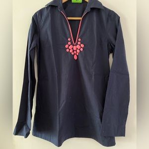 C Wonder cotton jeweled blouse/cover up. Size XS. Blue